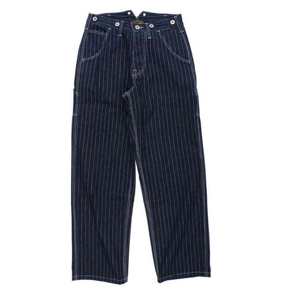 Listras Vertical Denim Calças Mens Pinstripe Baggy Jeans Casuais Loose Reta-perna Calças Homens G0104