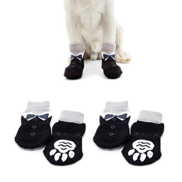 

dog apparel 4pcs non-slip socks for dogs puppy pet anti warm knitted - size