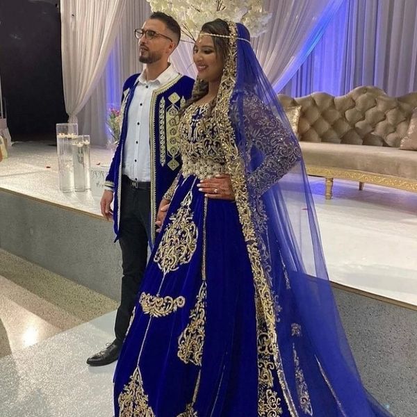

robe de soirÃ©e de mariage royal blue caftan evening dresses lace applique traditional prom party rectption gowns with veil, Black;red