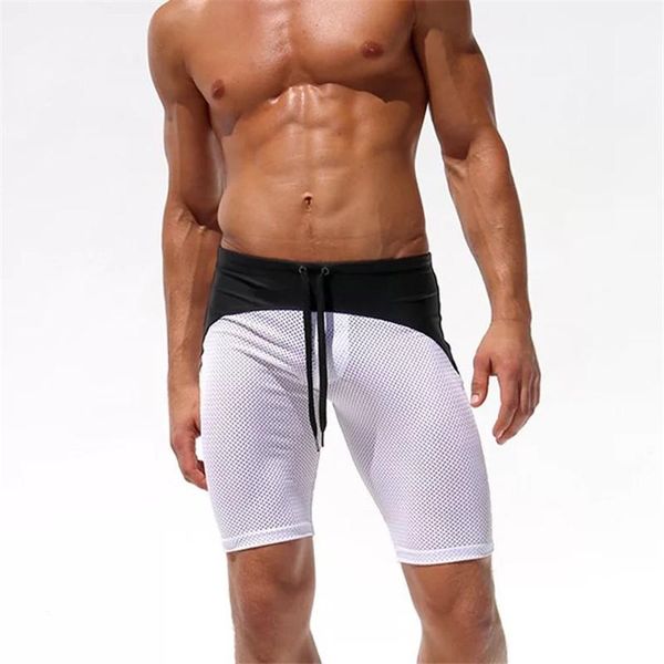 

slim fitted men's tight beach shorts,summer board shorts,skinny mesh breathable men's low waist short pants, White;black
