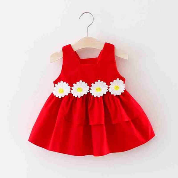 

girl's dresses 2021 sleeveless baby girls summer solid child girl dress regular flower clothes kids custome, Red;yellow