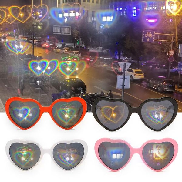 

fashion sunglasses frames special effects love heart-shaped eyes look at the light to night glasses and, Black