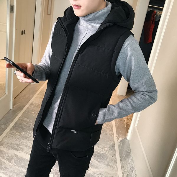 

autumn and winter waistcoat jacket korean trend cantilevered sleeveless thickened down cotton men's warm vest fashion, Black;white