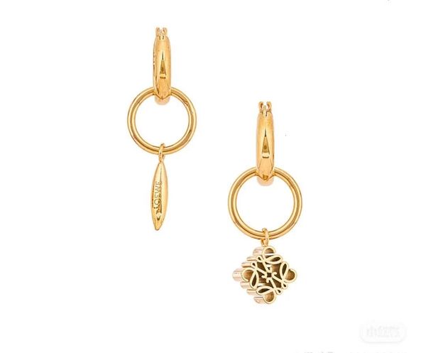 

loew luoyi 21 spring and summer female anagram asymmetric metal yiwei gold geometric earrings, Golden;silver