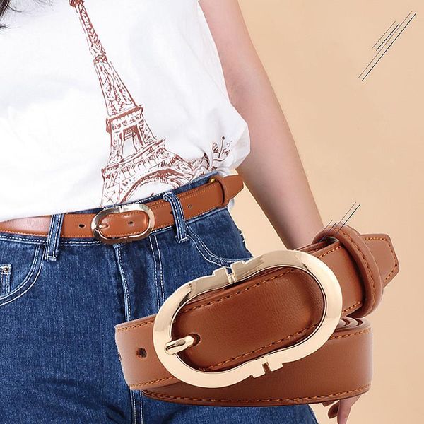 

belts cowhide waist belt alloy pin buckle fashion womans 4 colors versatile denim library for women, Black;brown