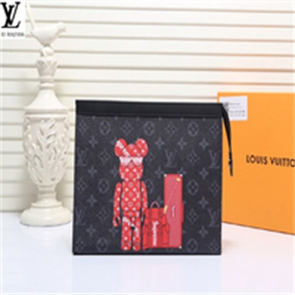 

compact brand leather designer key luxury chain em4g clutches m61692 all-match long printed wallets fashion purse handbag evening men real c, Red;black