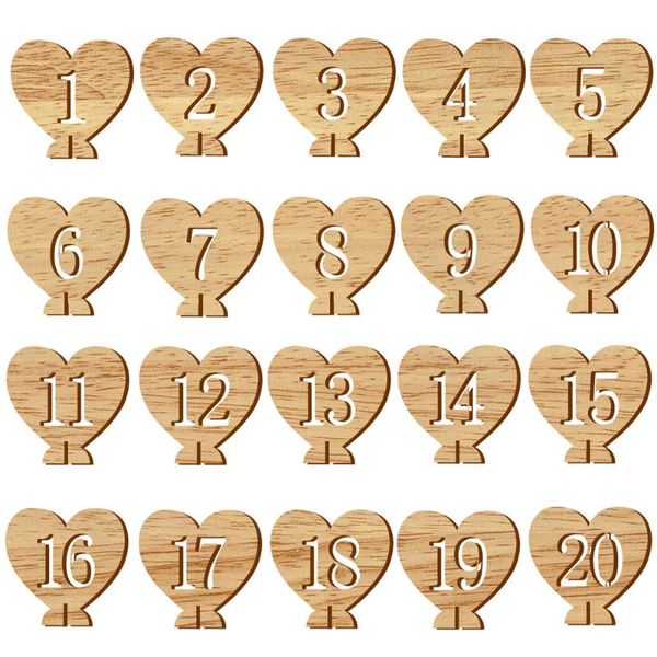 

heart shaped 1-20 table numbers wedding party wooden craft decor gifts