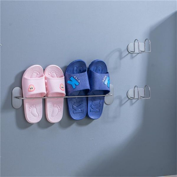 

silver shoes holder wall mount slipper hanging shelf organizer living room bathroom toilet wall