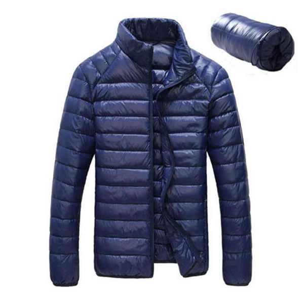 

duck men 90% content thin ultra light down long sve solid winter coats pocket fashion, Black;white