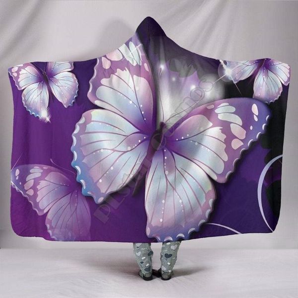 

blankets purple butterflies 3d printed wearable blanket adults for kids various types hooded fleece