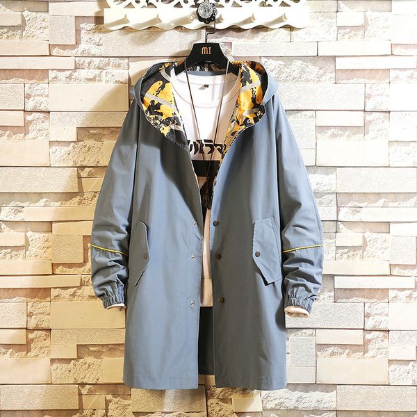 

2021 new casual men's black windbreaker jackets long trench coat for spring autumn winter clothes efzv, Tan;black