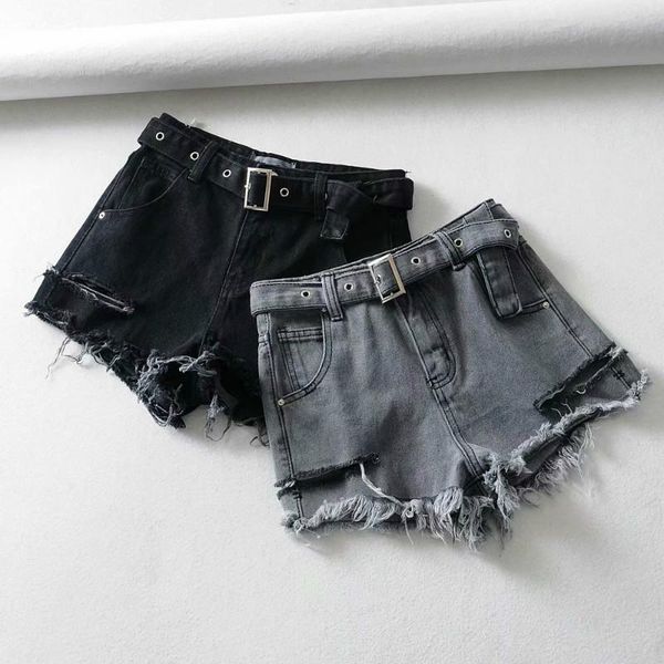 

women's jeans dm001 summer, korea edition slim high-waisted burrs holes do old shorts, pants with a belt, Blue