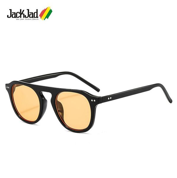

sunglasses jackjad 2021 fashion cool vintage round style men/women two dots rivets brand design sun glasses 3394, White;black