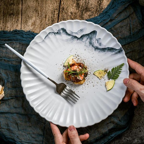 

dishes & plates european ceramic painted dining table fruit salad plate restaurant serving tray western steak dish home kitchen tableware