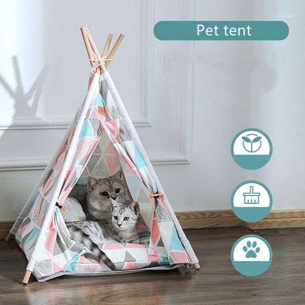 

cat beds & furniture pet tent kennel removable canvas dog mat supplies1