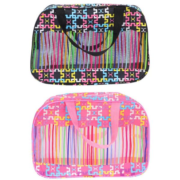 

storage bags 2pcs multi-function cosmetic bag toiletry travel net yarn wash