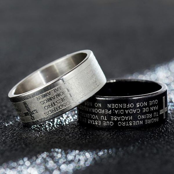 

cluster rings 4 colors stainless steel titanium ring men's letter large size jewelry wedding engagement gift accessories, Golden;silver