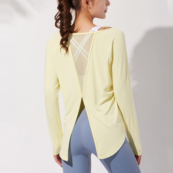 

yoga outfit mesh quick dry sport women loose fitness shirts long sleeve blouse breathable thumb holes t-shirt running fit sportwear