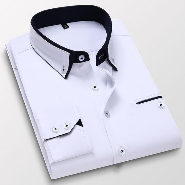 

men's casual shirts fashion style spring&autumn shirt business office slim fit man dress men solid color, White;black
