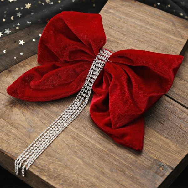 

hair clips & barrettes red satin bow hairpin with tassel decor korean-style bowknot barrette holder for girls aic88, Golden;silver
