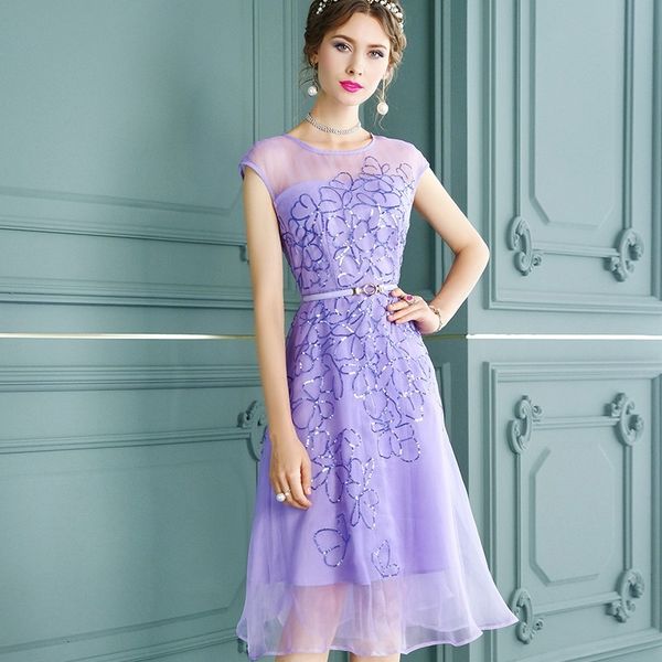 

2021 new superior quality sleeveless silk summer office lady women's clothing embroidery sequins dress plus size dresses cbmt, Black;gray