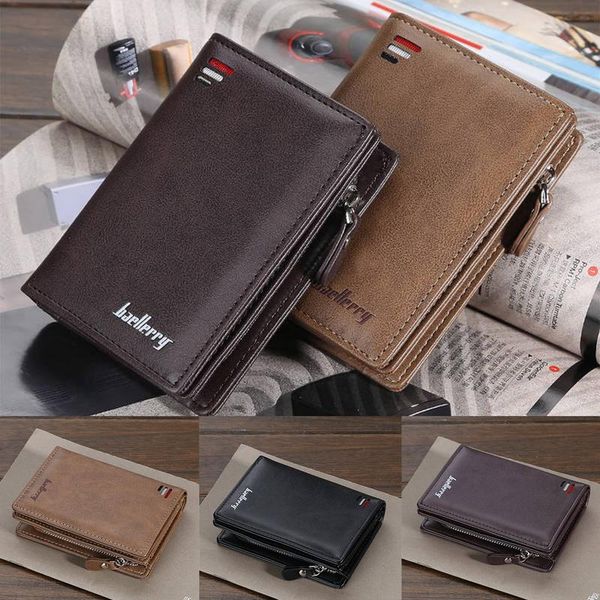 

wallets men's short zipper genuine leather wallet rfid anti theft man pocket coin purse male card holder high quality, Red;black
