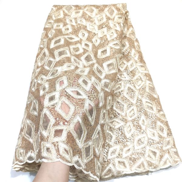 

2022 gold african sequins lace fabric embroidered nigerian french tulle laces fabrics for wedding party dress, Black;white