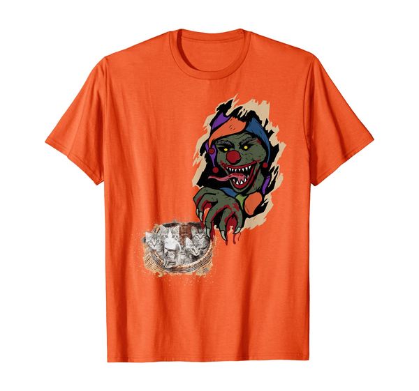 

creepy joker clown and adorable kittens t-shirt, White;black