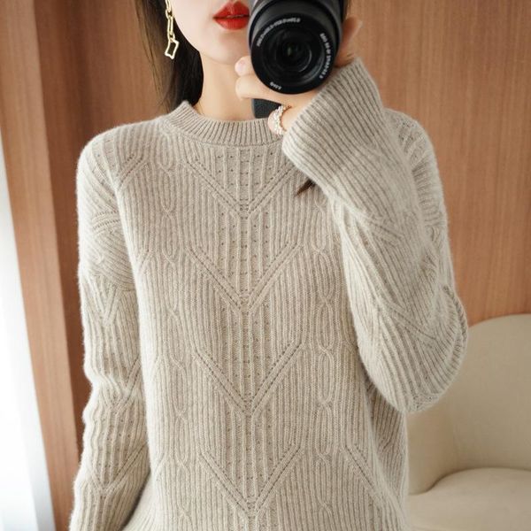 

women's sweaters pullover women solid color sweater loose clothes autumn and winter round collar thickened high-end bottoming shirt, White;black