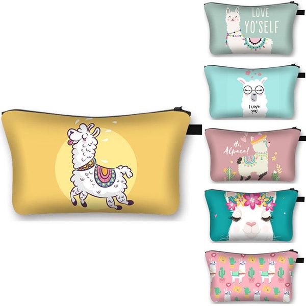 

storage bags printed water-repellent cosmetic bag alpaca clutch lady multifunctional travel
