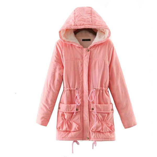 

new 2021 hip hop streetwear cotton quilted winter jacket female parka zipper with coat long hoodie qu34, Black