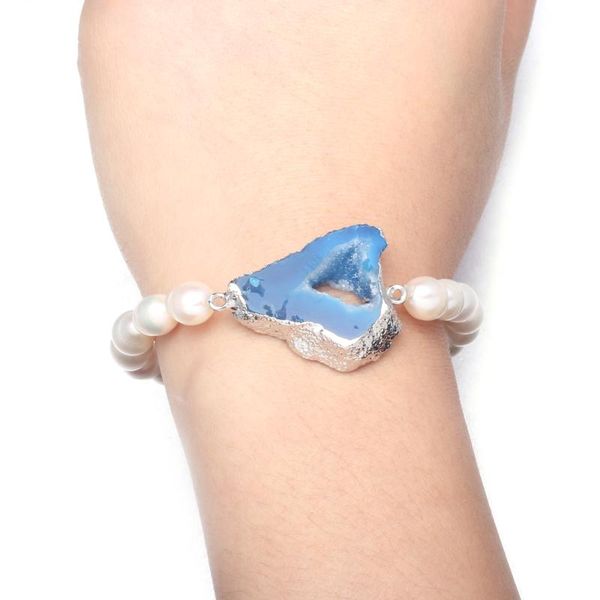 

beaded, strands unique design bracelets fashion rice-shaped pearl with exquisite agate beads bracelet bangle for women charm jewelry gift 8-, Black