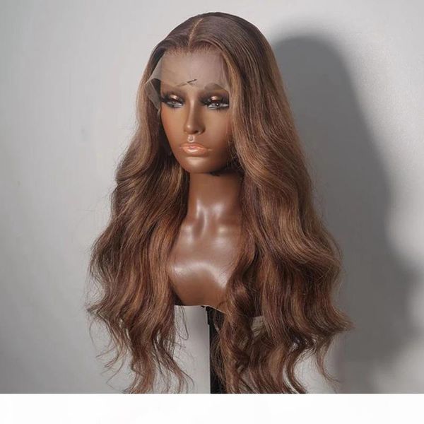 

ombre dark chocolate brown silk full lace human hair wigs natural hairline remy wavy side part preplucked 360 frontal u part, Black;brown