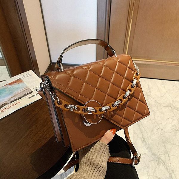 

shoulder bags women fashion diamond lattice chain handle satchels casual messenger luxury designer pu handbags