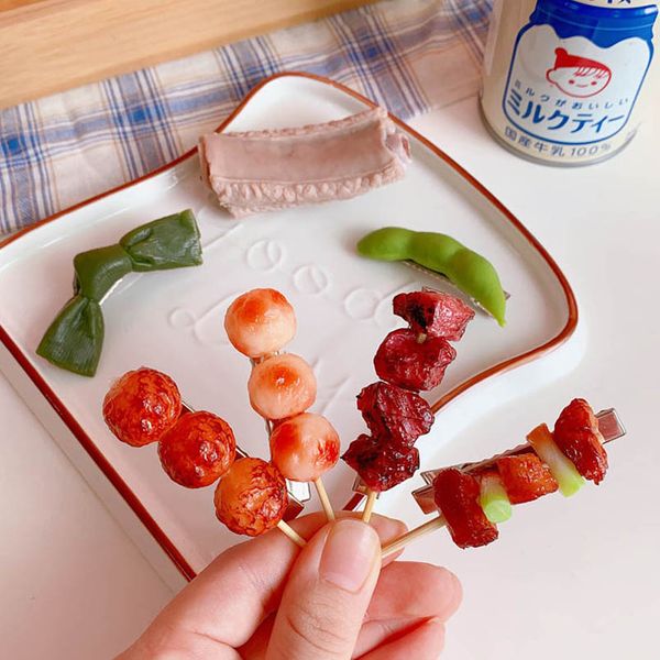 

girls hair accessories childrens barbecue hairpins food cartoon kids bb clips cute accessory b7998, Slivery;white