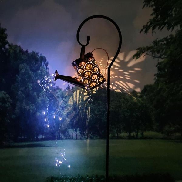 

lawn lamps watering can solar lamp outdoor hollow-out i flower shower led light string garden art home yard landscape decoration