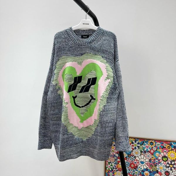 

men's sweaters gray heart we11done fashion sweater men 1:1 autumn winter knit sweatshirts welldone women crewneck coat, White;black