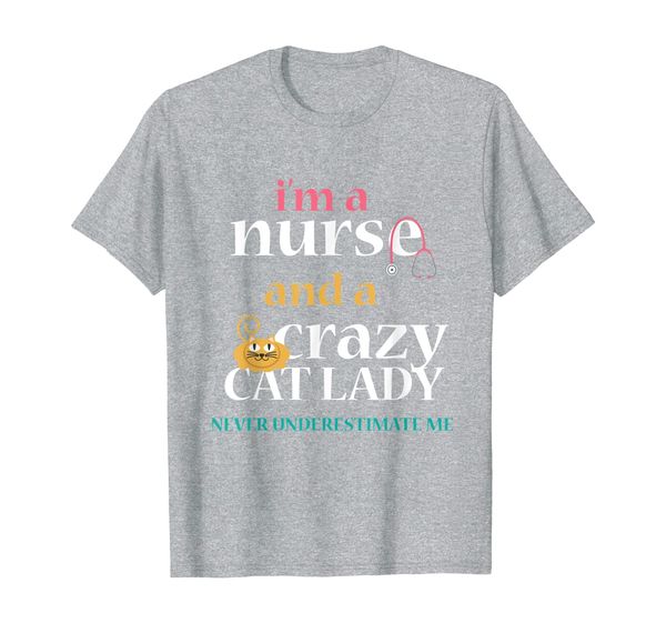 

nurse crazy cat lady funny t-shirt lpn rn nursing student, White;black