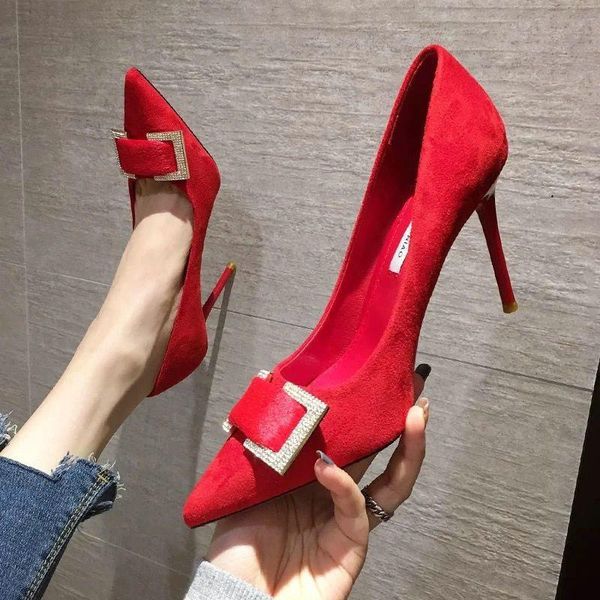 

dress shoes women high heels fashion letters buckle comfortable leather ladies pumps metal pointed stiletto, Black