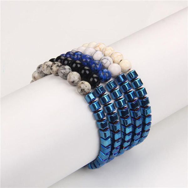 

charm bracelets square hematite bracelet turquoises granite white jades bangles for women men modern technological sense cool jewelry, Golden;silver