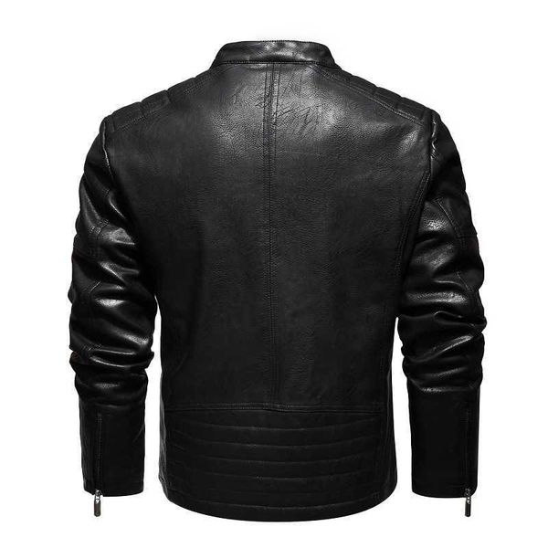 

autumn and winter up leather casual large motorcycle jacket men's suit, Black