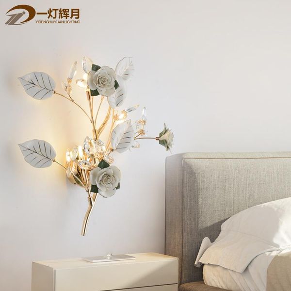 

tuda post modern ceramic leaves flower wall lamp for bedroom bedside lamp stairs led aisle living room tv background wall