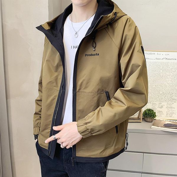 

men's jackets workwear jacket spring and autumn all-match hooded, Black;brown