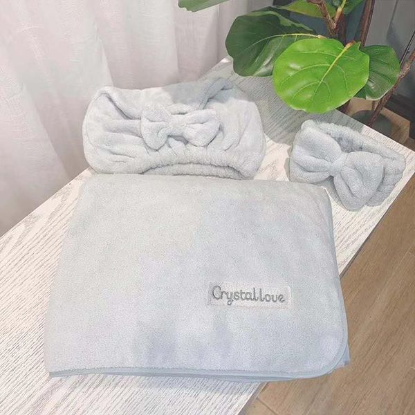 

towel crystallove family women men bath 3pcs set plush close-fitting soft absorbent pure color small fresh sleeveless bathrobe