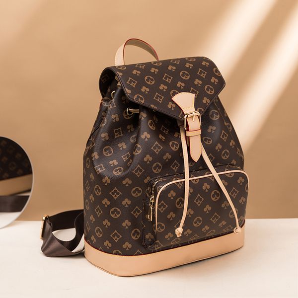 

fashion backpack womens handbag wild college wind printed large capacity multi-function men backpacks crossbody designer bag brown flower