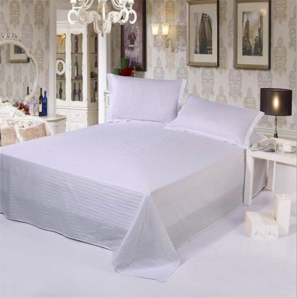 

white stripe l bedding bed sheet cases cotton queen king size bed cover solid color 1cm satin bedclothes flat sheet