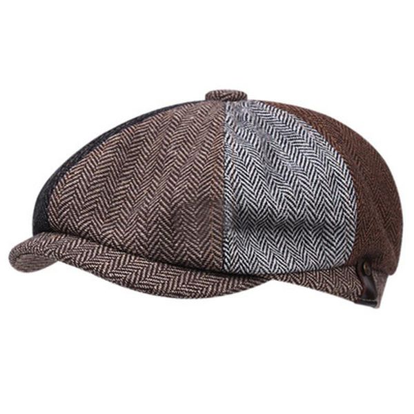

berets retro sboy caps men fashion herringbone stitching flat cap autumn winter woman vintage painter octagonal hats, Blue;gray