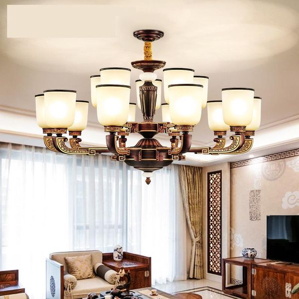 

pendant lamps simple modern dining room lamp villa duplex building retro living household light luxury glass cover chandelier