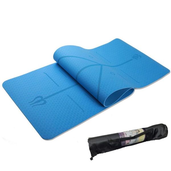 

yoga mats thick non-slip mat with position line mesh bag fitness all season comfort gym exercise print pads