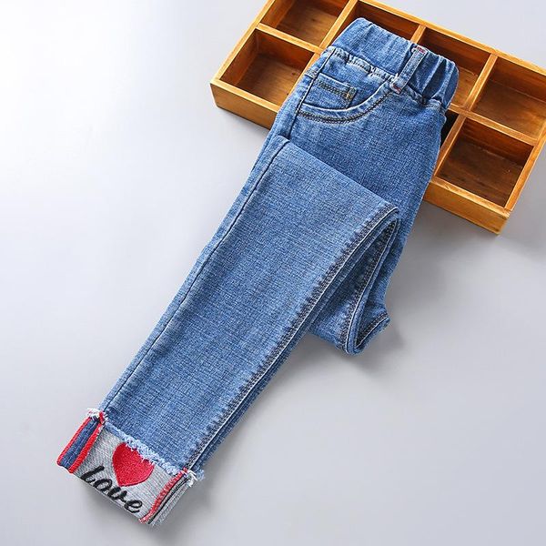 Jeans fábrica Atacado Varejo Primavera Outono Casual Kids Love Stitch Design Calças para Meninas Calças de Roupas Infantis